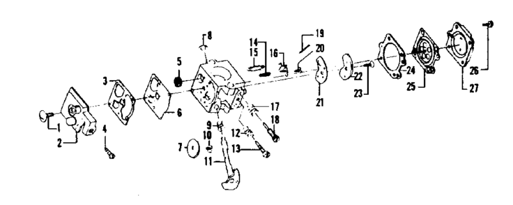 Carburetor Assembly Diagram and Parts List for 358795701  Craftsman Trimmer