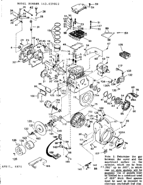 Unit Parts Diagram and Parts List for 143659012  Craftsman Engine