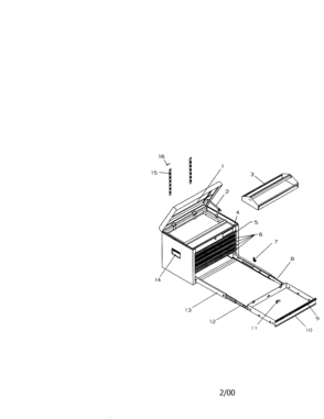 6 Drawer Ball Bearing Chest Diagram and Parts List for 706653150  Craftsman Tool Stand & Cart