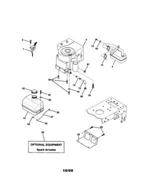 Engine Diagram and Parts List for 917270730  Craftsman Lawn Tractor