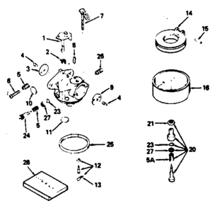 Carburetor No. 632370 Diagram and Parts List for 143796053  Craftsman Engine