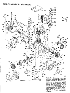 Engine Diagram and Parts List for 143640042  Craftsman Engine