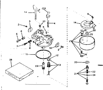 Carburetor Diagram and Parts List for 143592082  Craftsman Engine