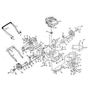 Main Frame Diagram and Parts List for 917374510 1980'S MODEL Craftsman Lawn Mower