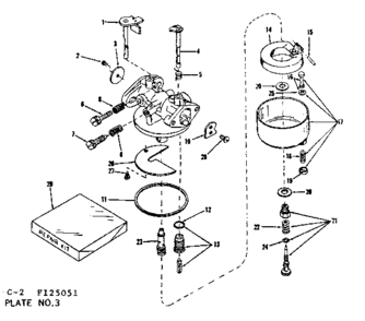 Carburetor Diagram and Parts List for 143125051  Craftsman Engine