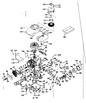 Basic Engine Diagram and Parts List for 143177062  Craftsman Engine