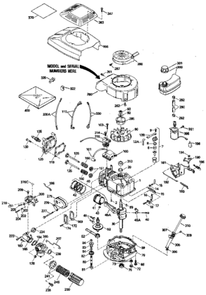 Replacement Parts Diagram and Parts List for 143414572  Craftsman Engine