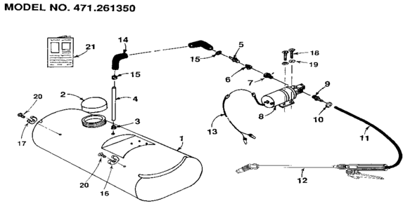14 Gallon Tank Diagram and Parts List for 471261350  Craftsman Pressure Washer