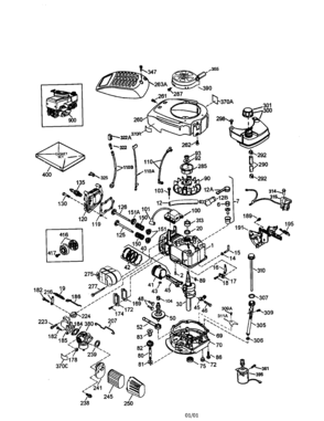 4-cycle Engine Diagram and Parts List for 143016704  Craftsman Engine