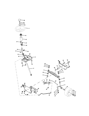Steering Assembly Diagram and Parts List for 917272421  Craftsman Lawn Tractor