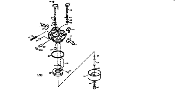 Carb. No. 640115 Diagram and Parts List for 143981200  Craftsman Engine