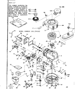 Replacement Parts Diagram and Parts List for 143254302  Craftsman Engine