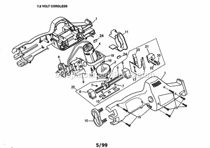 7.2 Volt Cordless Diagram and Parts List for 900112360  Craftsman Reciprocating Saw