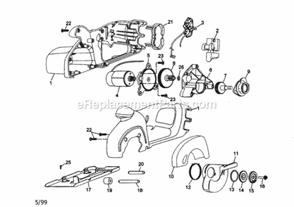 7.2 Volt Cordless Circular Saw Diagram and Parts List for 900112650  Craftsman Circular Saw