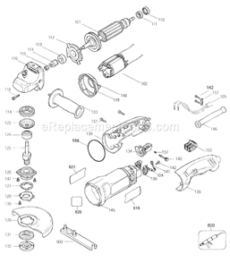 Grinder Diagram and Parts List for 90011651TY1  Craftsman Angle Grinder