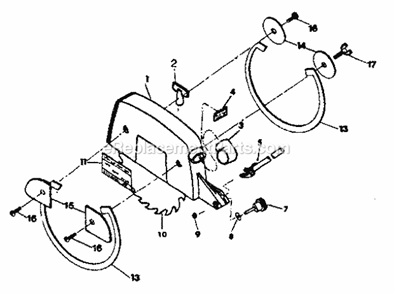 Guard Assembly Diagram and Parts List for 90023181  Craftsman Chop Saw