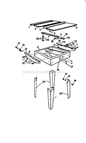 Table And Frame Diagram and Parts List for 90023191  Craftsman Chop Saw