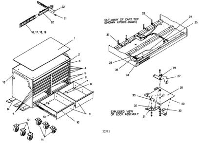 Tool Cart Diagram and Parts List for 706654791  Craftsman Tool Stand & Cart