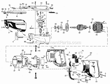 Unit Parts Diagram and Parts List for 90027211  Craftsman Circular Saw