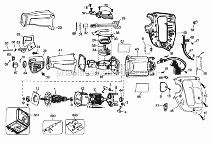 Housing Assy / Motor Diagram and Parts List for 900273912  Craftsman Reciprocating Saw