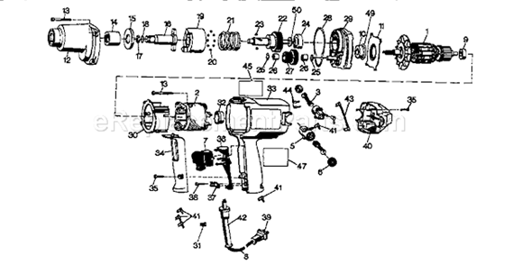Main Assembly Diagram and Parts List for 900275132  Craftsman Impact Driver