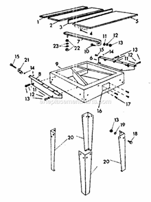 Table And Frame Diagram and Parts List for 90123190  Craftsman Chop Saw