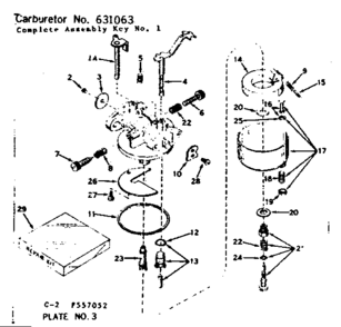 Carburetor Diagram and Parts List for 143557052  Craftsman Engine