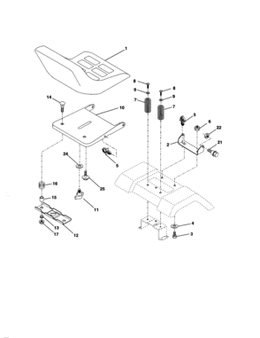 Seat Assembly Diagram and Parts List for 917259070  Craftsman Lawn Tractor