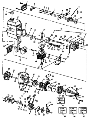 Engine Diagram and Parts List for 358799250  Craftsman Trimmer