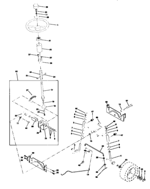Steering Assembly Diagram and Parts List for 917270640  Craftsman Lawn Tractor