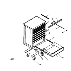 Part Location Diagram of A15591 Craftsman Tool chest caster set