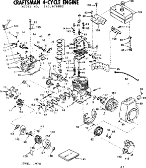 Replacement Parts Diagram and Parts List for 143676082  Craftsman Engine
