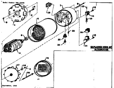 Rotor And Stator Assembly Diagram and Parts List for 58053500  Craftsman Engine