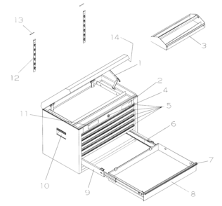 Cabinet Assy Diagram and Parts List for 706597165  Craftsman Tool Stand & Cart
