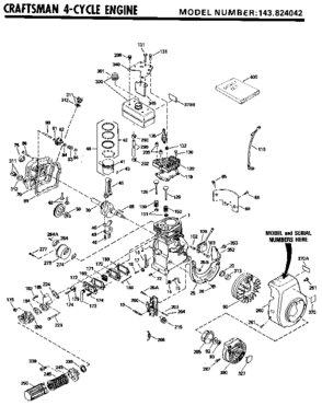 Replacement Parts Diagram and Parts List for 143824042  Craftsman Engine