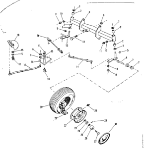 Front Axle Assembly Diagram and Parts List for 91725510A  Craftsman Lawn Tractor