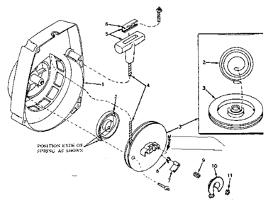 Rewind Start Diagram and Parts List for 91763207  Craftsman Chainsaw