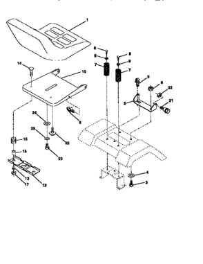 Seat Assembly Diagram and Parts List for 917256812  Craftsman Lawn Tractor