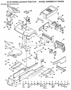 Page B Diagram and Parts List for 917250032  Craftsman Lawn Tractor