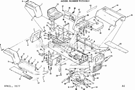 Page A Diagram and Parts List for 917250831  Craftsman Lawn Tractor