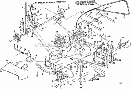 Page D Diagram and Parts List for 917250831  Craftsman Lawn Tractor