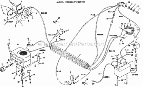 Page E Diagram and Parts List for 917250831  Craftsman Lawn Tractor