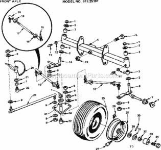 Page E Diagram and Parts List for 91725181  Craftsman Lawn Tractor