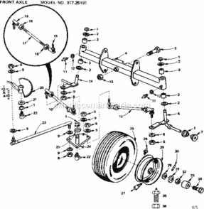 Page E Diagram and Parts List for 91725191  Craftsman Lawn Tractor