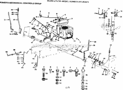 Page C Diagram and Parts List for 917252671  Craftsman Lawn Tractor