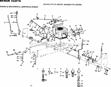 Page C Diagram and Parts List for 917252680  Craftsman Lawn Tractor