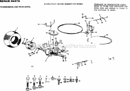 Page E Diagram and Parts List for 917252680  Craftsman Lawn Tractor