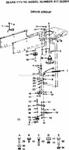 Page D Diagram and Parts List for 917252931  Craftsman Lawn Tractor