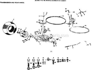 Page E Diagram and Parts List for 917252931  Craftsman Lawn Tractor