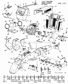 Page A Diagram and Parts List for 91725370  Craftsman Lawn Tractor